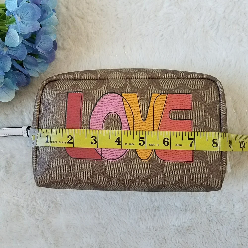 Coach Signature Canvas Cosmetic Pouch with LOVE Graphic